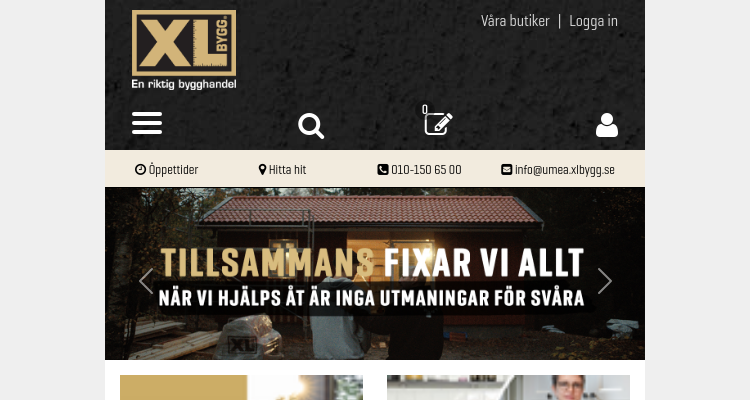 Byggvaruhus Umeå bild på hemsidan.